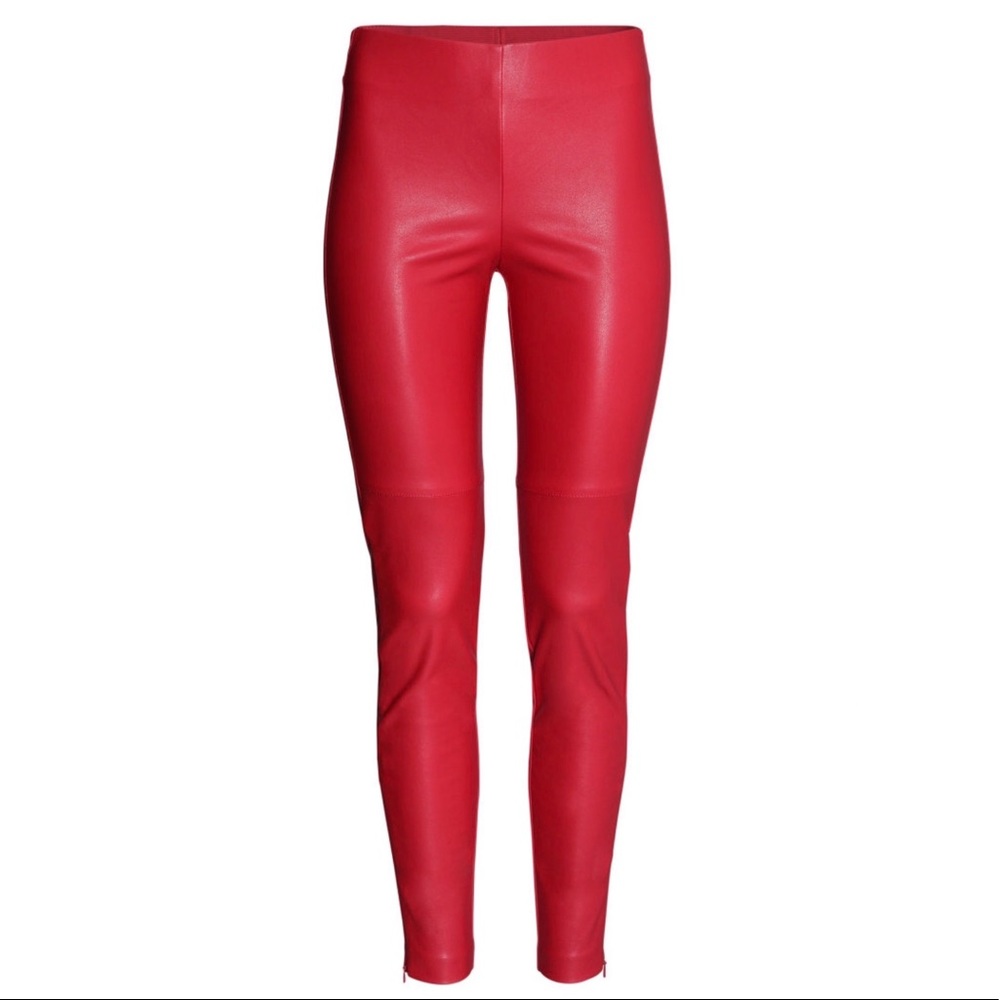 H&M Faux Red Leather Pants